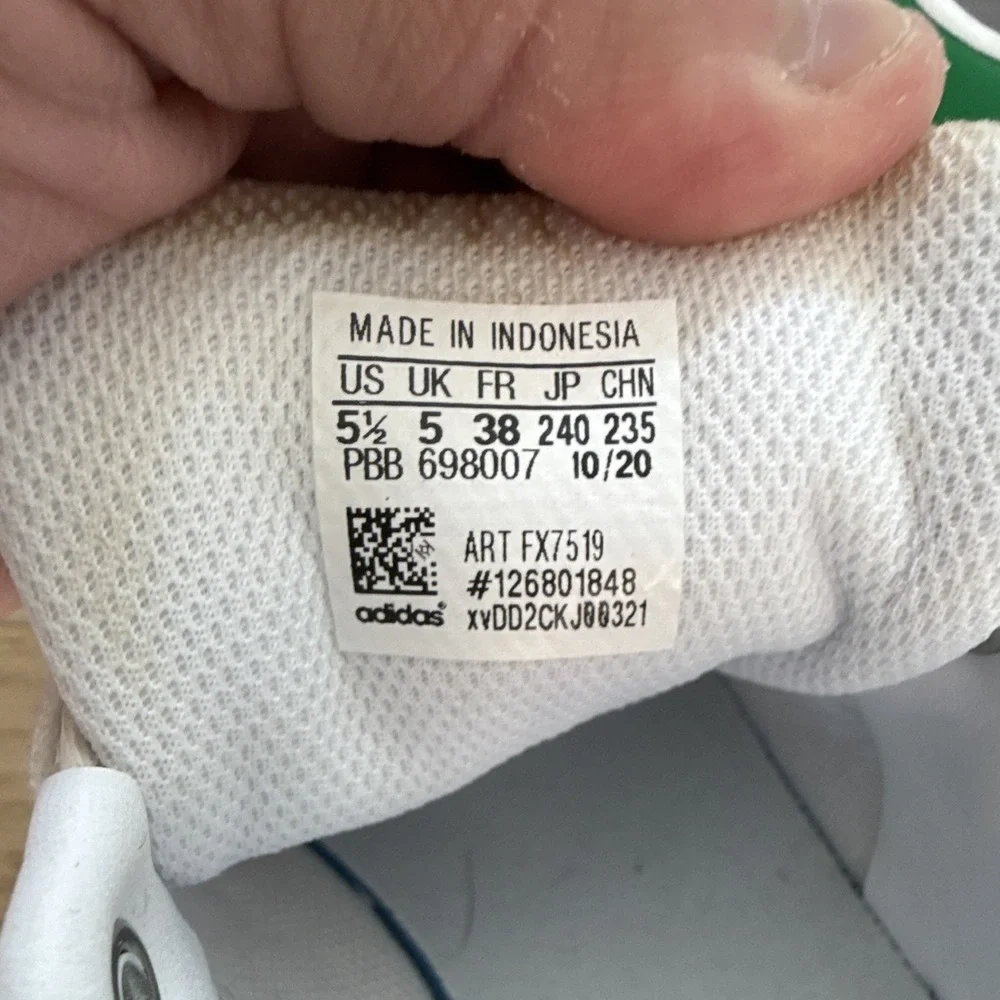 adidas Stan Smith White/Green Men's Low Top Sneakers, Lace Up, FX7519